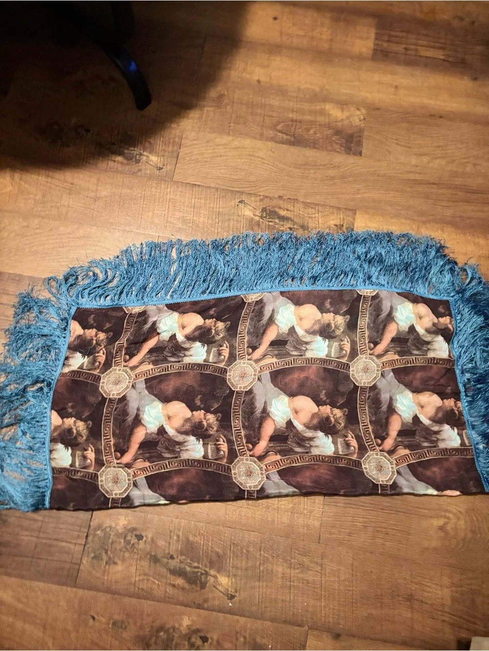 Vintage Liana Ross, Raphael cherub art tapestry fringe featuring classic angelic